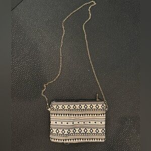 Charlotte Russe Geometric Black and Cream Crossbody Bag